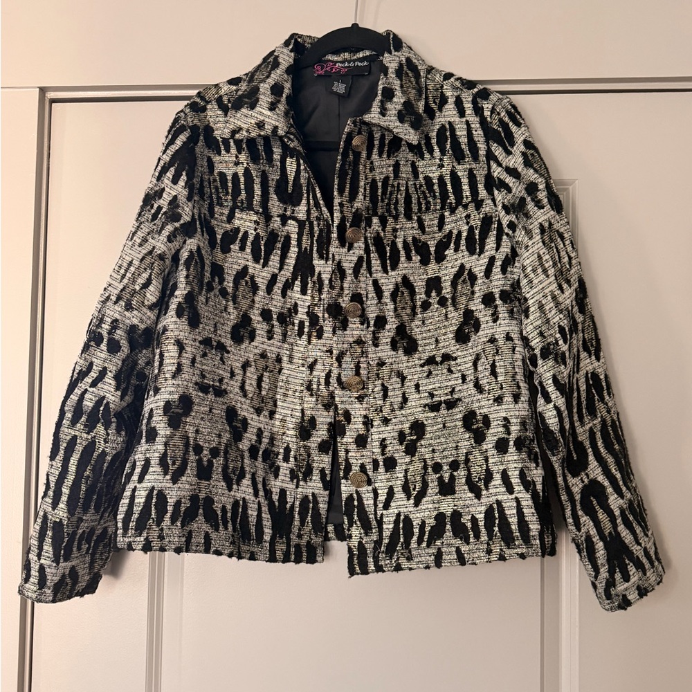 Black & White Patterned Button-Front Jacket